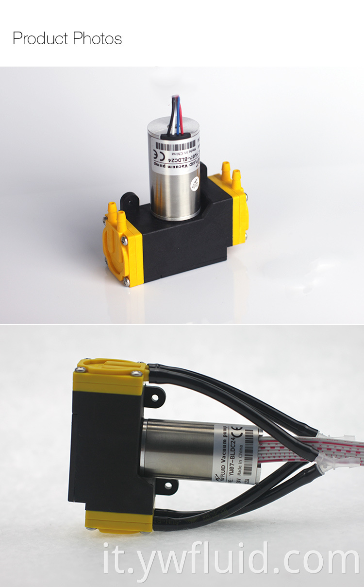 YW07-BLDC-12V 24V Brushless Diaphragm Pump Dual Head Oil-free Vacuum Air Pump Flow Rate 10L/min